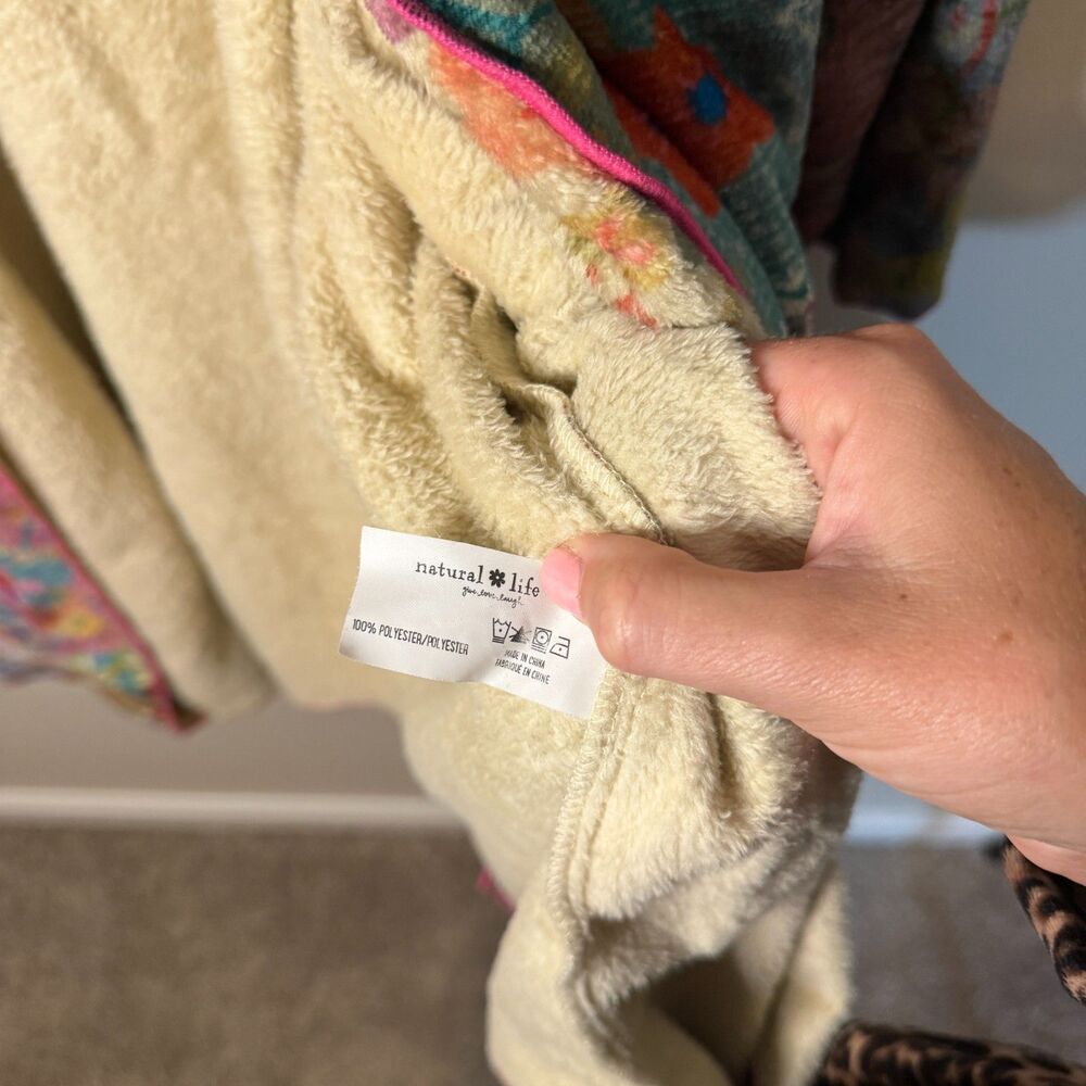 cozy blanket kimono floral bohemian cottagecore colorful open front cardigan XL